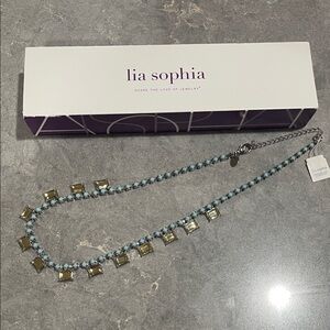 Lia Sophia Turquoise and Yellow Stone Necklace